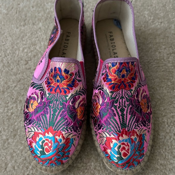Pink Embroidered Flat Espadrilles by Fabiolas - Picture 1 of 7